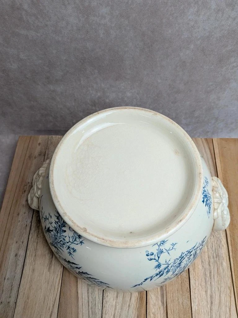 Sopera antigua de terracota Gien – Modelo Helecho – Decoración azul – photo 8